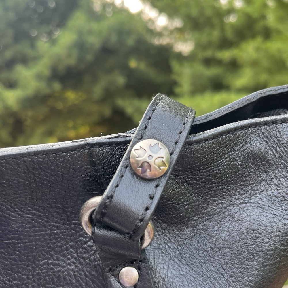 Patricia Nash Pebbled Leather Zip Top Tote Black Work Laptop Shoulder Bag Large - Picture 4 of 12